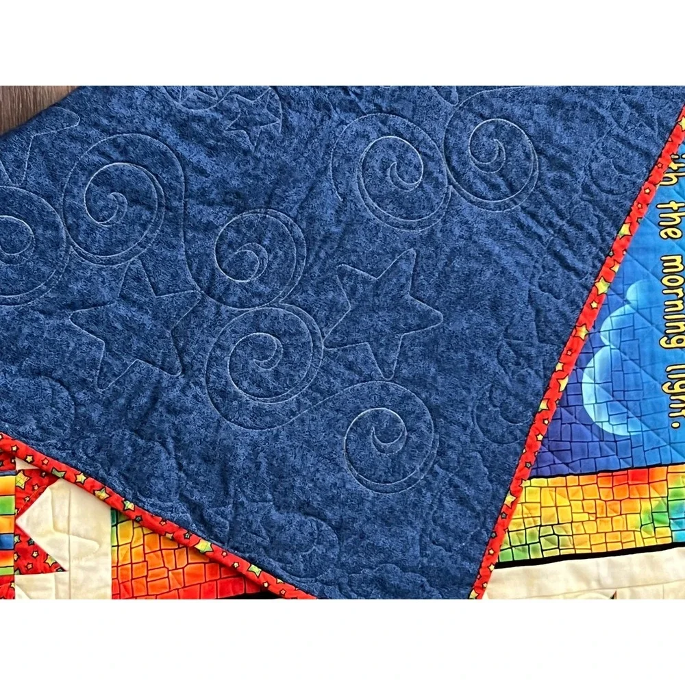 Handmade Prayer Quilt 61x43 Celestial Patchwork Bed Topper Throw